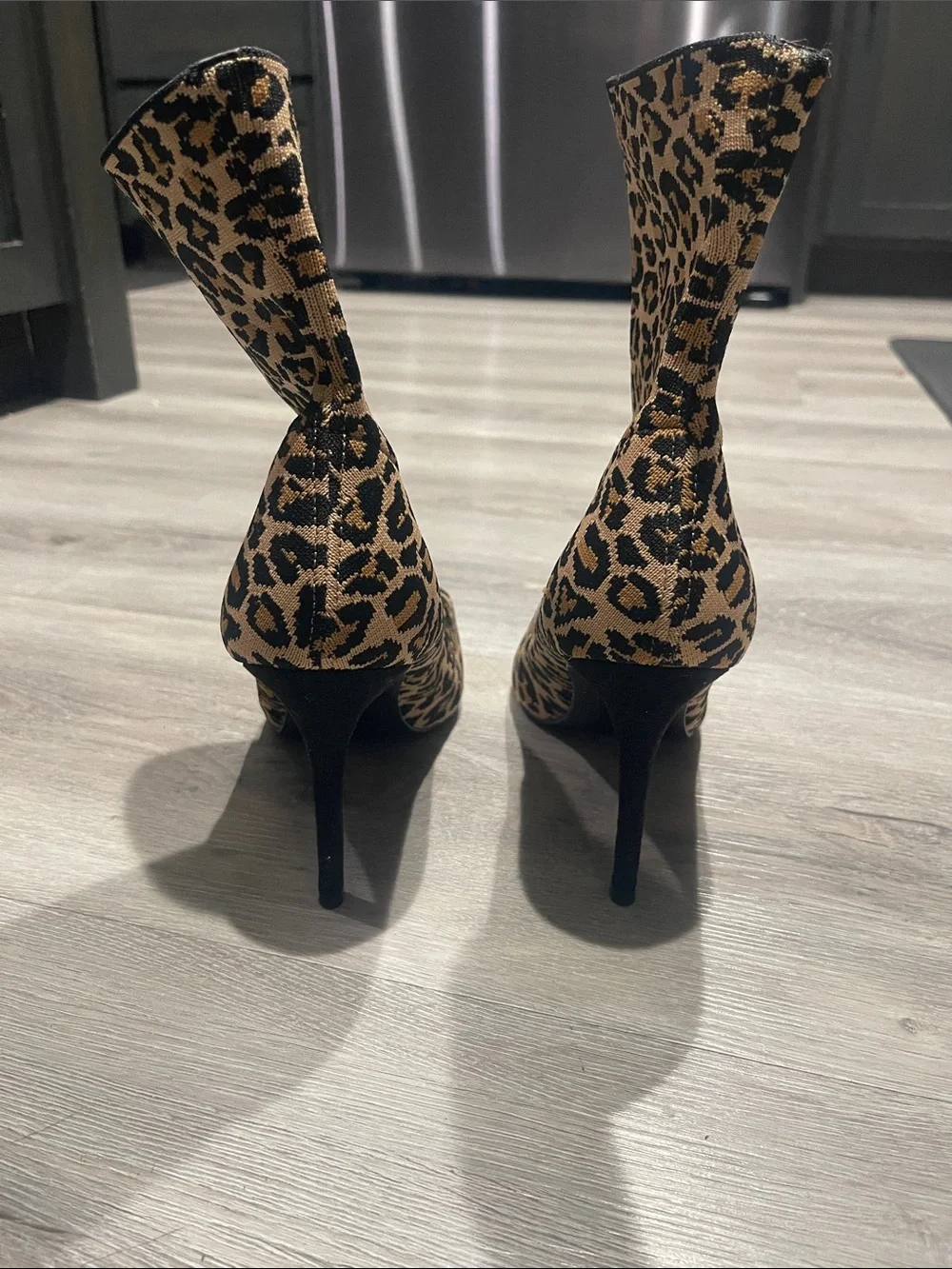 Steve Madden Leopard Print Pointed Toe Stiletto Ankle Boots - Tan/Black
